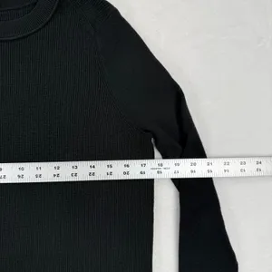 lululemon Ribbed Knit Crewneck Sweater‎ Black Women S LW3HJCS Thumbholes Raglan thumbnail 4