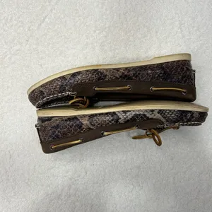Sperry Brown Snake-Print Moccasin Loafers with Tan Laces thumbnail 5