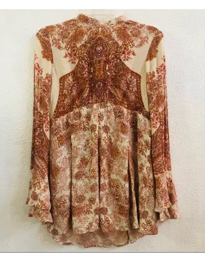 $118 Free People Lady Luck tunic/ mini dress in rose combo S thumbnail 5