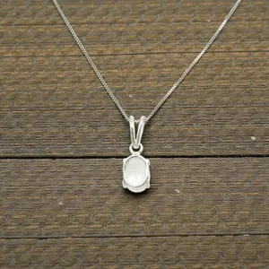 1.33 Carat Oval Moonstone Solitaire Pendant in 925 Sterling Silver thumbnail 3