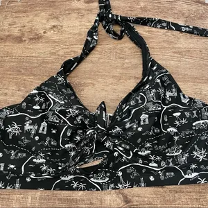 Old Navy Tie-Front Plus-Size Long-Line Halter Swim Top Scenic Size 3X thumbnail 2
