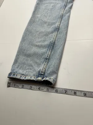 Sezane Denim Jean Womens‎ US 4 Mid-rise Tapered Straight Button Fly Bleach Blue thumbnail 12