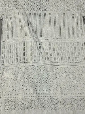 SO Goods for Life Ivory Cream Pointelle Knit Open Front Duster Cardigan Size M thumbnail 7