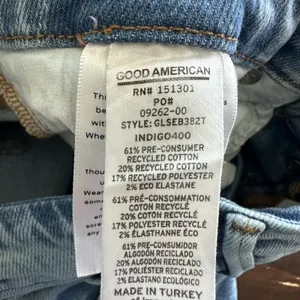 Good American Good Legs Straight Jeans Sz 14/32 Indigo400 cropped button fly thumbnail 7