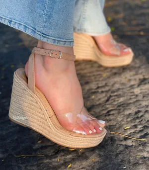 Clear Strap Espadrille Platform Wedge Tan Size 9 thumbnail 1