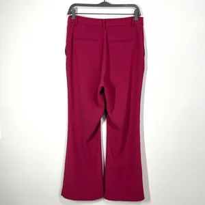 UNIQLO Drape Flared Pants Womens 8 Fuchsia Red Front Back Pockets Zip‎ Classic thumbnail 2