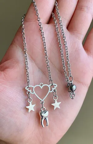 y2k Kawaii grunge style stainless steel chain necklace🎲👼⭐️🌀 thumbnail 1