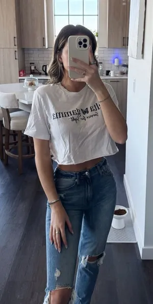 White Delta Gamma Graphic Crop Top (Size Small) thumbnail 1