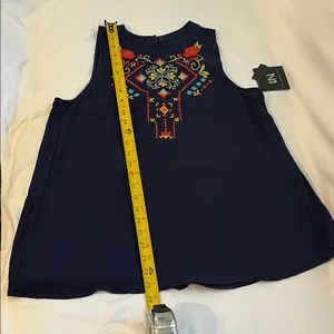 I.N. San Francisco Navy Embroidered Blouse thumbnail 8