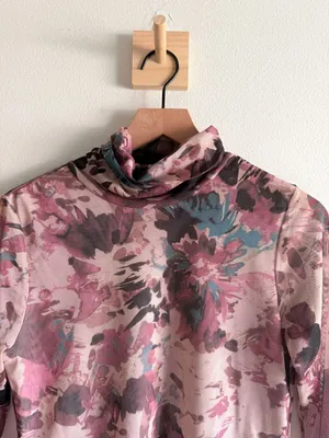 Mainstream Boutique Mesh Tie Dye Print Mock Neck Long Sleeve Size S thumbnail 5