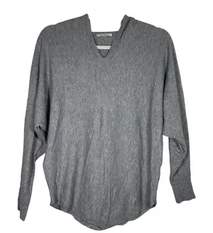 Vila Milano Womens Grey V-Neck Batwing Sleeve Hooded Knit Sweater Top‎ Size S thumbnail 1