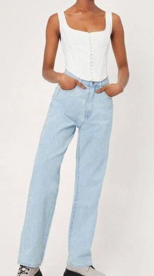 Nasty Gal Square Neck Sleeveless Cropped Corset Top NWT thumbnail 1