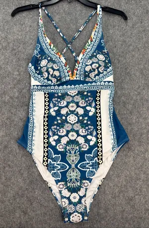 Cupshe Blue Floral Lace-Up One Piece Swimsuit thumbnail 1