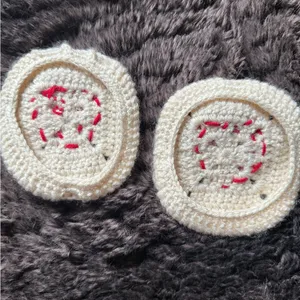Handmade Strawberry Crochet Patches - Cream and Red for AirPod max cover thumbnail 2