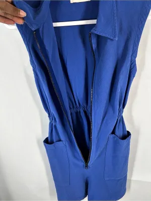 Noble Organic Tank Suit French Blue Zip Front Utility Romper XS thumbnail 8