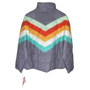 NWT FREE PEOPLE Women’s Rainbow Chevron Striped Pippa Puffer Jacket thumbnail 8
