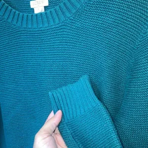 J. Crew Merino Wool Blend Textured Scoop Neck Knit Sweater Teal Medium #777 thumbnail 5