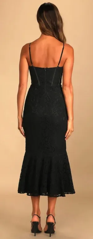 Lulus Found Your Love Black Lace Sleeveless Trumpet Midi Dress thumbnail 3