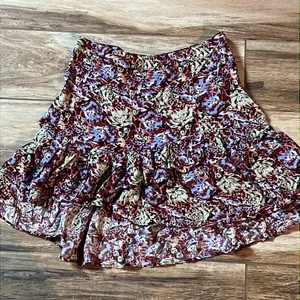 Free people purple floral ruffled mini skirt thumbnail 2