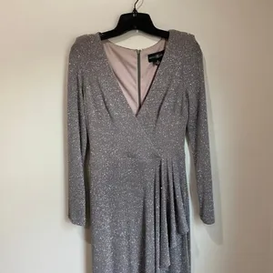 Betsy & Adam Long Sleeve Glitter Knit Gown‎ maxi ball gown prom wedding Size 8 thumbnail 11