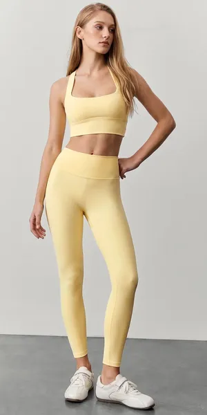 Berlook Activewear Yellow Twist X-Cross Sports Bra - Light Support thumbnail 1