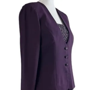 Karen Miller Vintage Jacket Long Dress Beaded Sequins Plum Purple Women’s Size 8 thumbnail 7