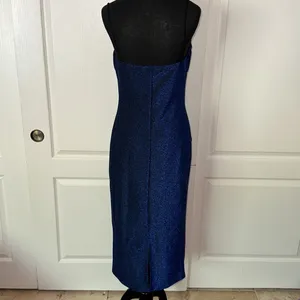 Dark Blue Glitter Ruched Front Long Dress thumbnail 3