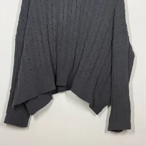 Pol Turtleneck Sweater Women's Medium Dark Gray Cable Knit High-Low Hem Pullover thumbnail 7