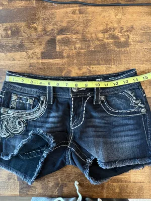 MISS ME Black Embellished Denim Cutoff Style Shorts Size 25 thumbnail 12