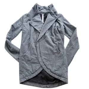 Lululemon That's A Wrap Jacket Size 6 Heathered Coal Grey Fleece Mid-Length thumbnail 2