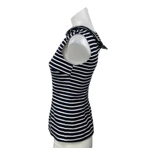 Boden Martha Women's Black White Sleeveless Striped Boat Neck Blouse Top Size 2 thumbnail 2
