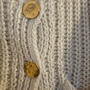 Chunky Knit Cardigan Cream V Neck Button Front Pockets Cozy Oversized Small thumbnail 4
