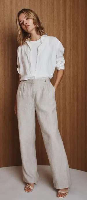 Liz Claiborne Kylie Linen Cotton Blend Pleated Trousers – Beige – Size 10 thumbnail 1