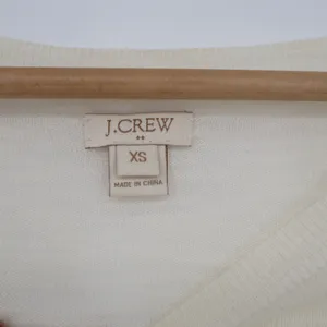 J.Crew Sweater Womens XS Ivory Slub Knit Cotton Crew Neck Good thumbnail 2