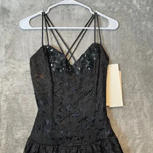 Vintage Black Lace Mini Sequins Dress Romantic Gothic Deadstock‎ New Sz 6 Punk thumbnail 2