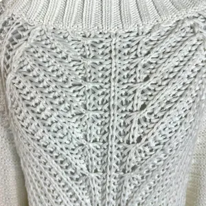 Free People Chunky Knit Sweetheart Mock Neck Sweater in Ivory White Large NWT thumbnail 11