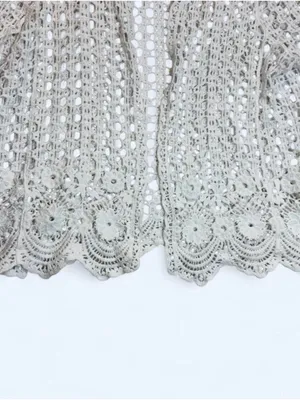 Vintage Style White Crochet Cardigan‎ Open Front Shrug Coquette Boho Knit thumbnail 7