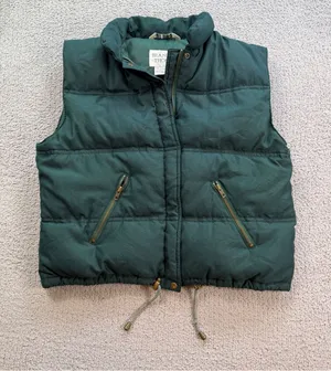 Vintage Brandon Thomas Green Down Feather Puffer Vest Small Brass Zip Outdoor thumbnail 1