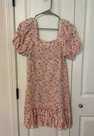 Pink Floral Anthropologie Mini Dress thumbnail 1