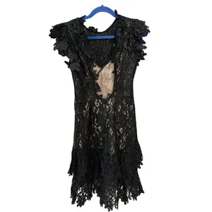 Saylor Black Lace Ruffle Mollie Mini Dress Size Small thumbnail 4