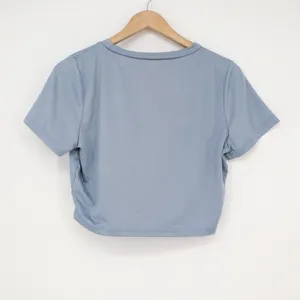 SHEIN Dusty Blue Short Sleeve Crew Neck Crop Top XL 12 thumbnail 4
