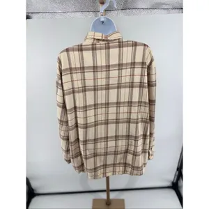 Dizzy Lizzy Plaid Flannel Button Down Shirt Large Cream thumbnail 11
