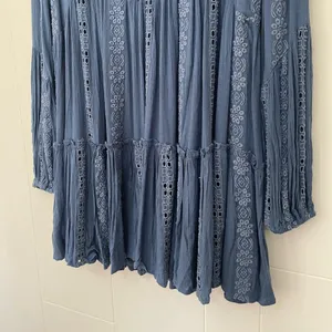 Free People Kiss Kiss Tunic Embroidered Lace Blue Long Sleeve Dress Women’s XS thumbnail 8