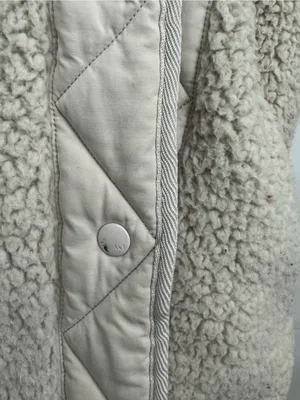 Abercrombie & Fitch Cream Sherpa Jacket with Quilted Trim size Large Soft A&F thumbnail 2