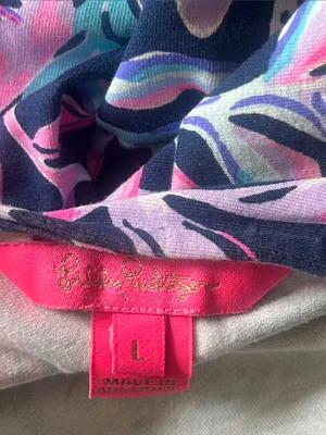 Lilly Pulitzer Wyota Tropical Jungle Blue Purple Jumpsuit Size Large thumbnail 11
