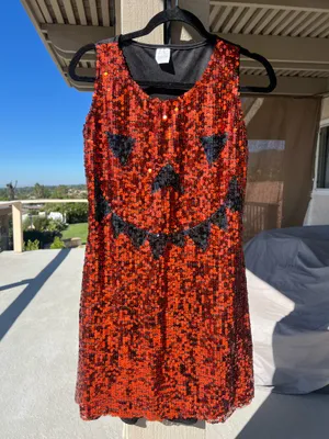 Halloween Pumpkin Sequence Dress Red Size M thumbnail 2