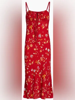 NEW Reformation Camira Crepe Midi-Dress in Borsa Floral Red Sz 2 thumbnail 2