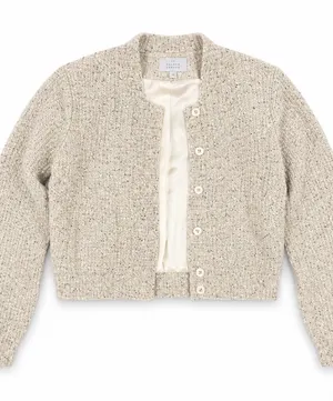 H&M Tweed Bomber Suit Jacket in Cream Size Medium thumbnail 1
