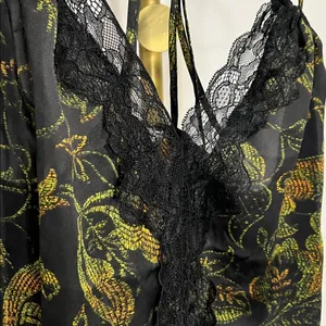 NWT Free People Off the Coast Cami Lace Black Strappy Relaxed Fit Elegant Tank thumbnail 7