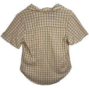 Abercrombie & Fitch Brown White Plaid Short Sleeve Button Front Blouse Size S thumbnail 3